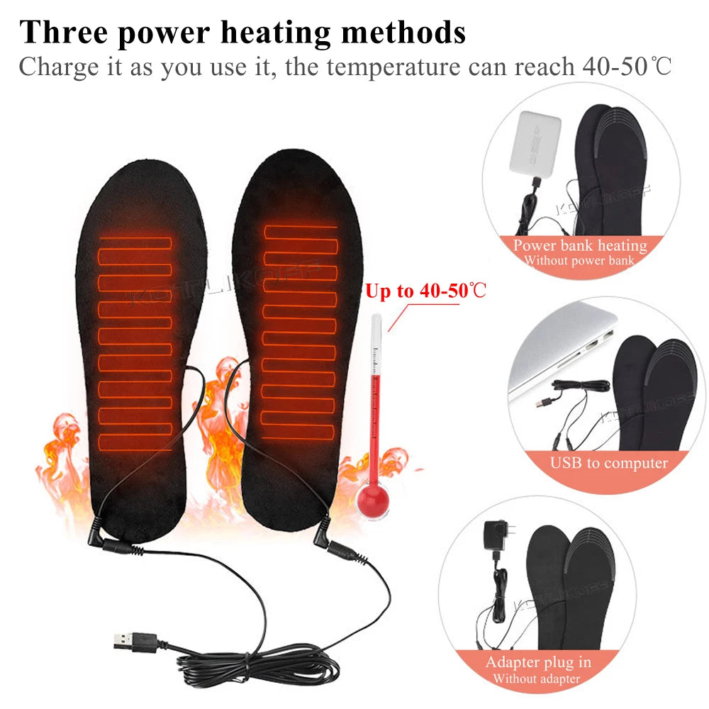 USB Electric Heated Insoles Women Men Heated Shoe Insoles Winter Outdoor Sport Feet Warming Insoles Foot Warming Pad Feet Warmer