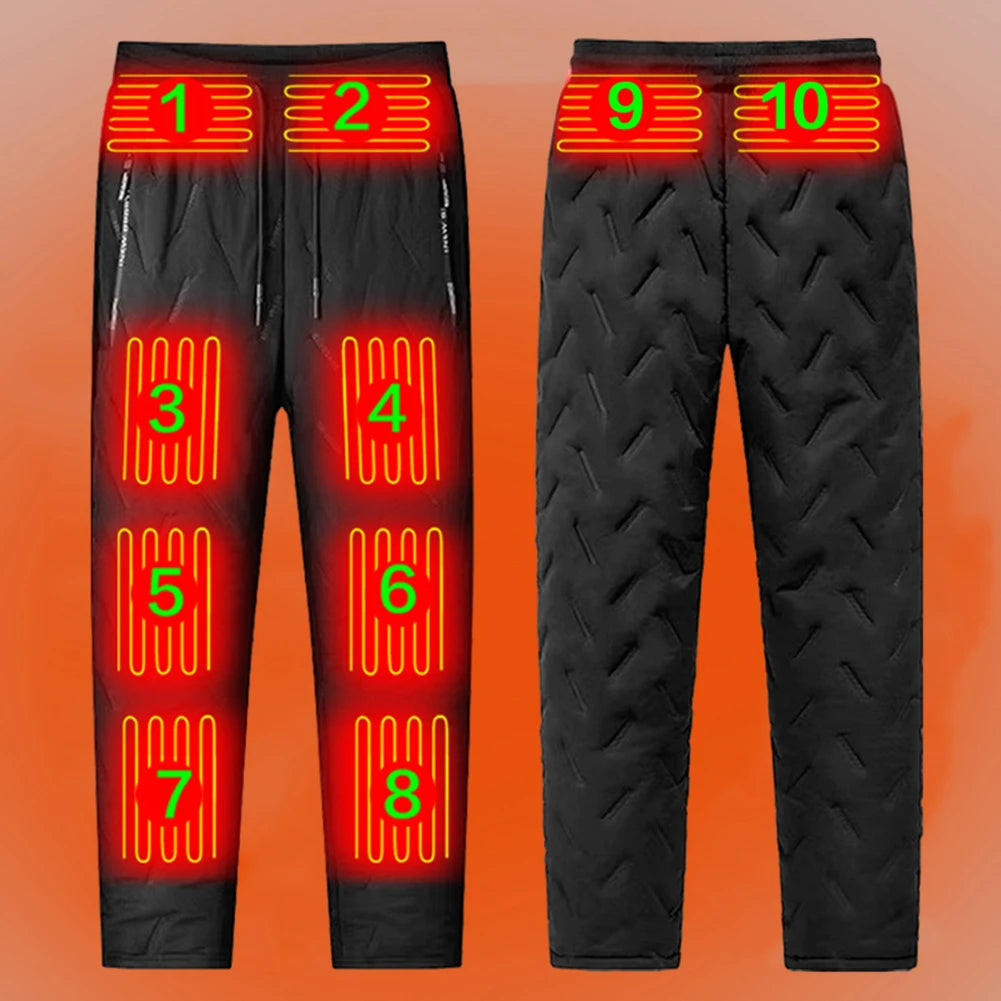 Unisex Heated Pants 10 Heating Zones Electric Heated Trousers 3 Temperature Modes Waterproof Winter Electric Warmer Clothing