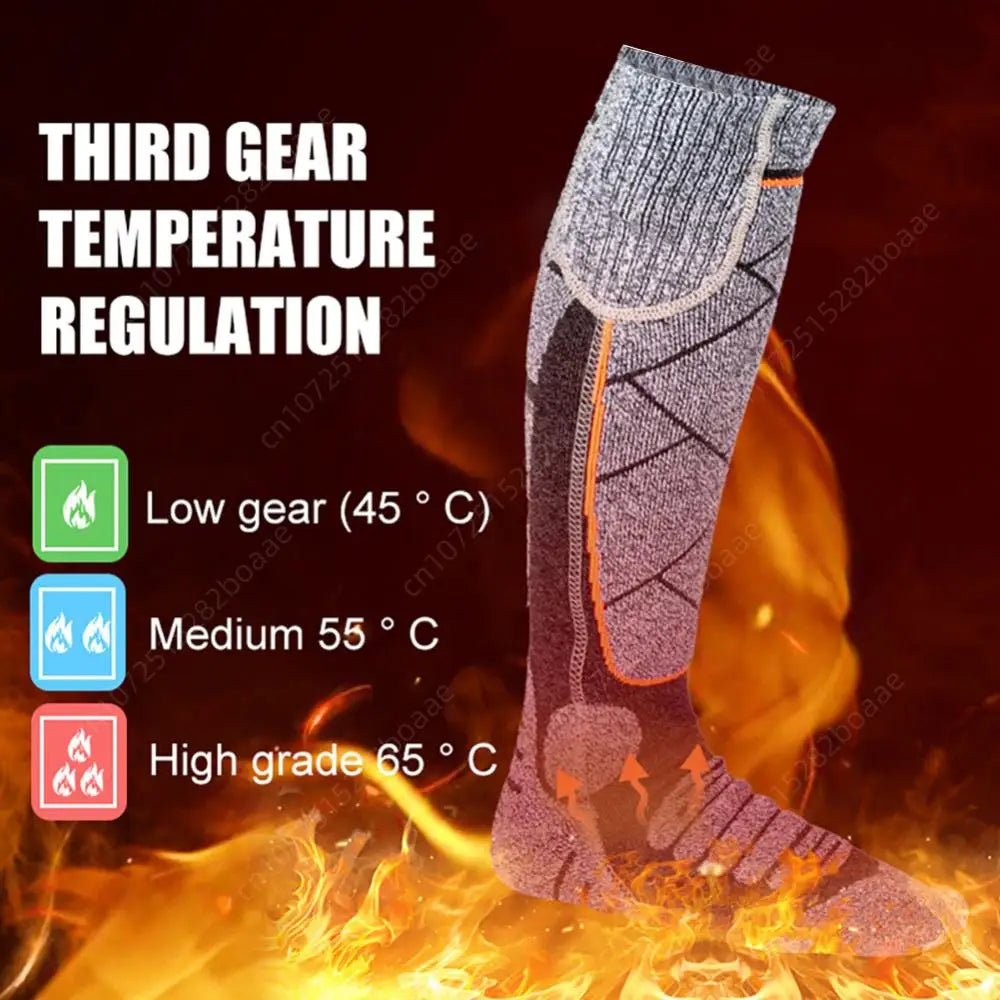 3 Heating Levels Heated Sports Stockings Winter Electric Heating Socks Foot Warmer Unisex Thermal Socks for Outdoor Camping