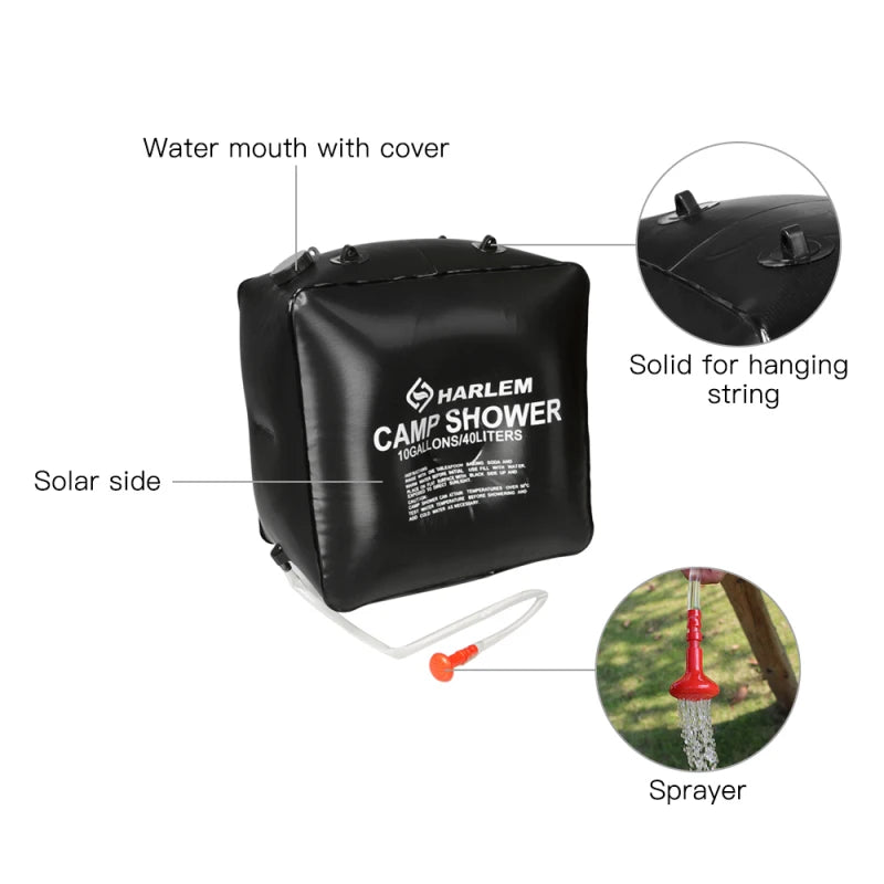 40L Water Bags Outdoor Camping Shower Bag Solar Heating Portable Folding Hiking Climbing Bath Equipment Shower Bathing Bag