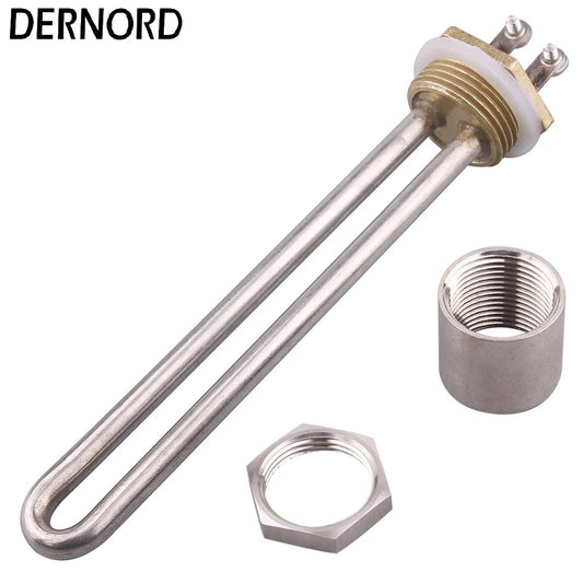 DERNORD Water Heater 220v 750w 1000w 1500w DN25 SUS304 Electrical Heating Element Immersion Tube Water Heater Element