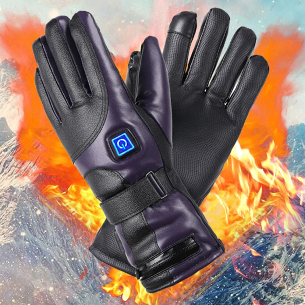 Heated Gloves Winter Thermal Lithium Battery Powered Motorcycle Heating Gloves Waterproof Touch Screen Snowmobile Skiing Gloves