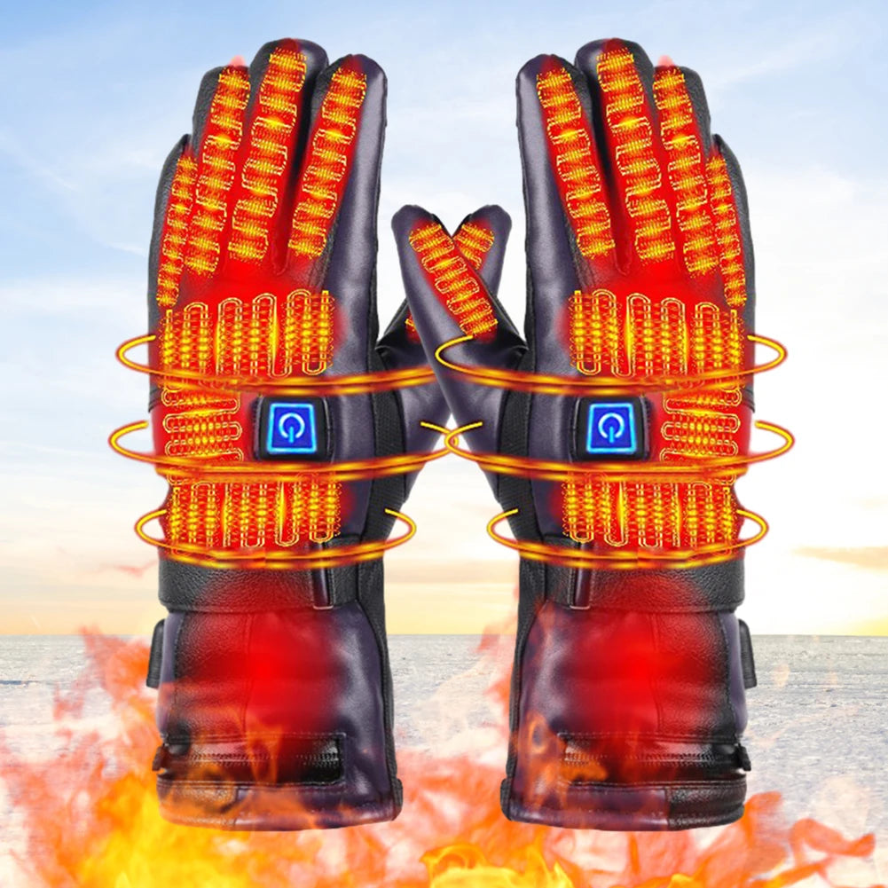 Heated Gloves Winter Thermal Lithium Battery Powered Motorcycle Heating Gloves Waterproof Touch Screen Snowmobile Skiing Gloves